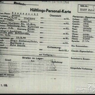 Dokumentacja KL Mauthausen - karta osobowa